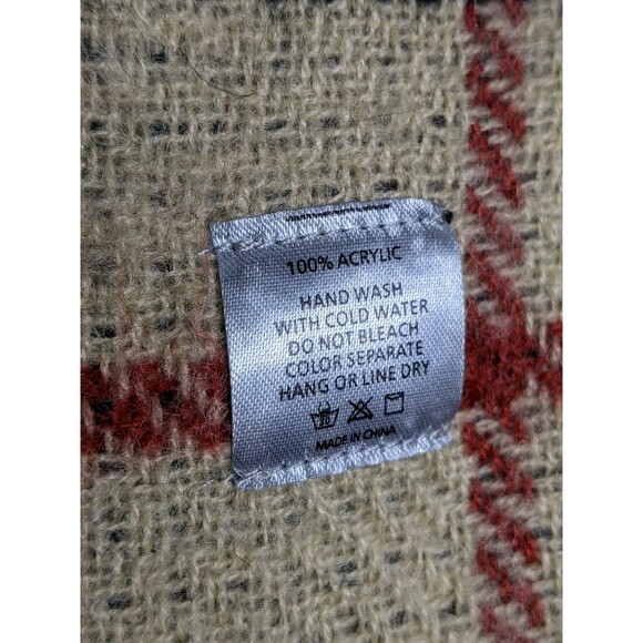 Code Scarf / Wrap / Shawl Plaid Beige Fringe Unisex Reversible Neckwear Pockets - Picture 10 of 10